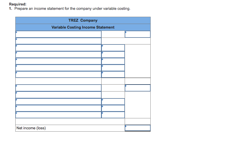 to absorption costing income LO P2, P3 Trez Company began operations this