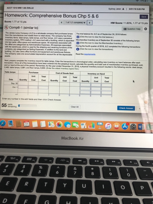 transactions in chronological order, calculating new inventory on hand balances after each