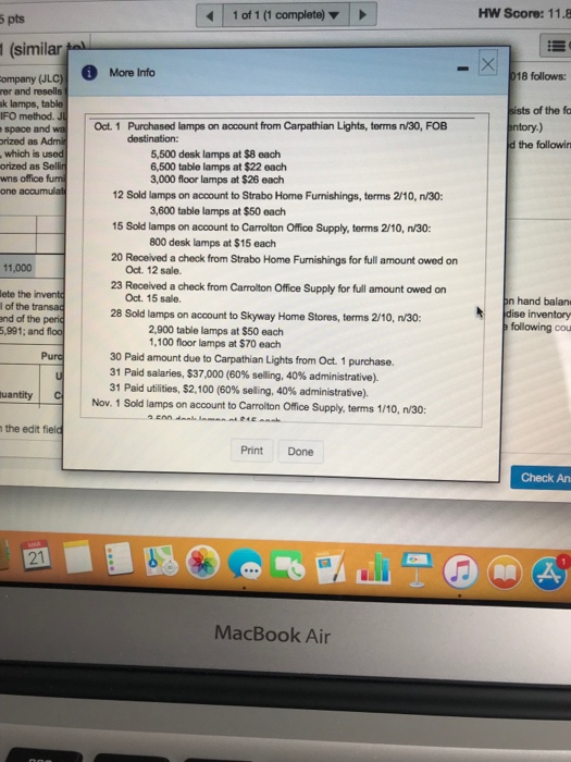 year ended December 31,2018 a physical inventory account resulted in the following