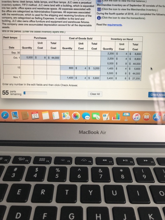 quarter of 2018, JLC comploted the following transactions as Administrative Expenses. All