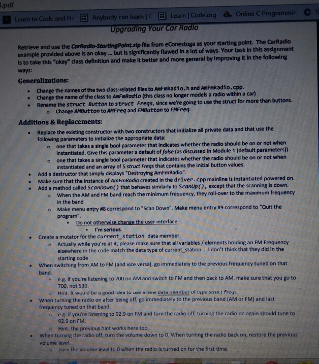 /CarRadio.cpp #include #include #include #include "CarRadio.h" CarRadio::CarRadio() { for( int i =