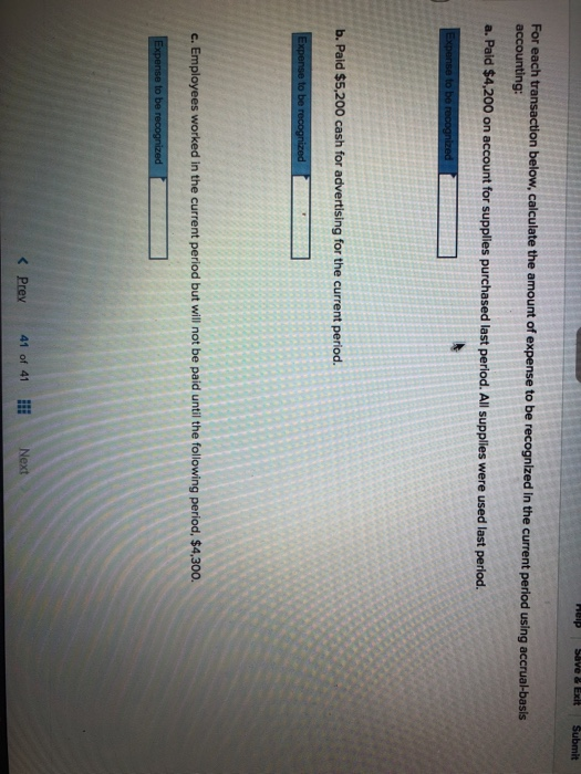  help Save & Exit Submit For each transaction below, calculate the
