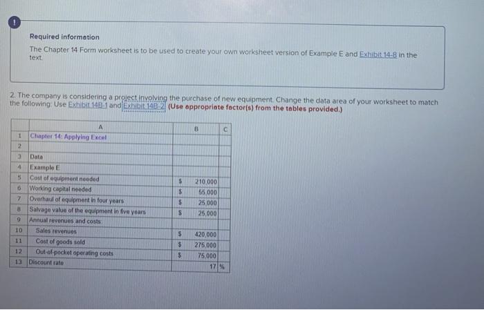 Required information The Chapter 14 Form worksheet is to be used