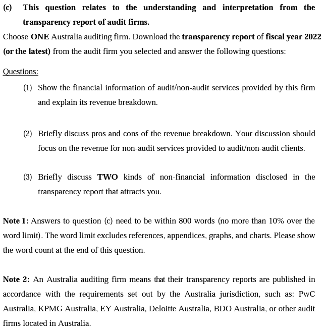  (c) This question relates to the understanding and interpretation from the