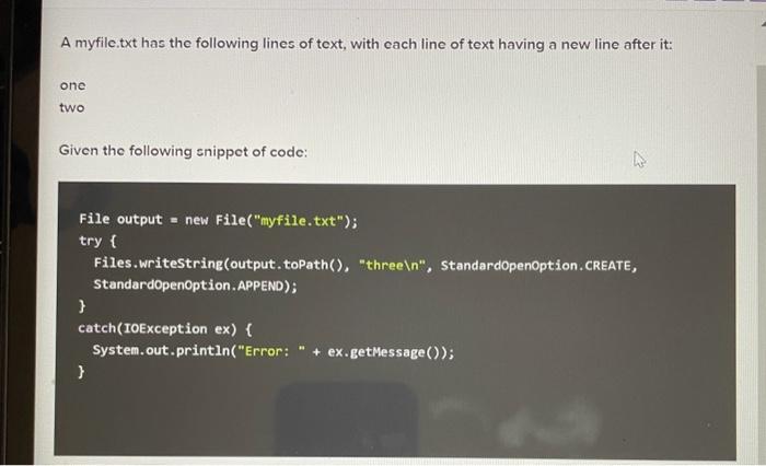  java question will leave a like A myfile.txt has the following
