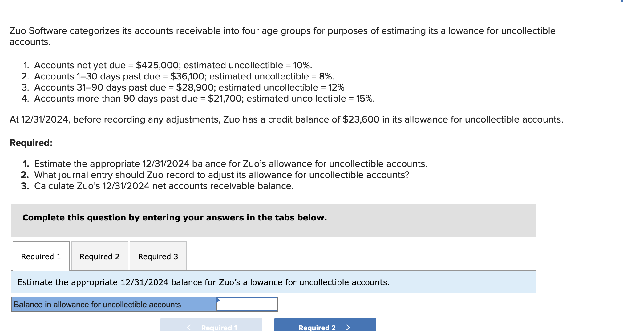 Zuo Software categorizes its accounts receivable into four age groups for