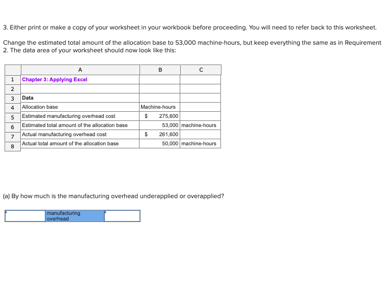 in the data area of your worksheet so that it looks like