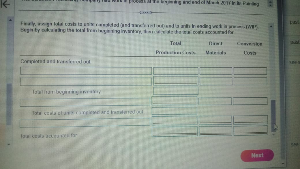 during March. Manufacturing costs incurred during March were direct materials costs of