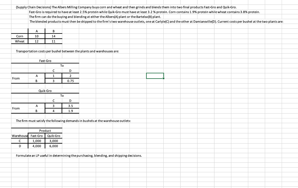 This excel picture is all that was given Can you please answer