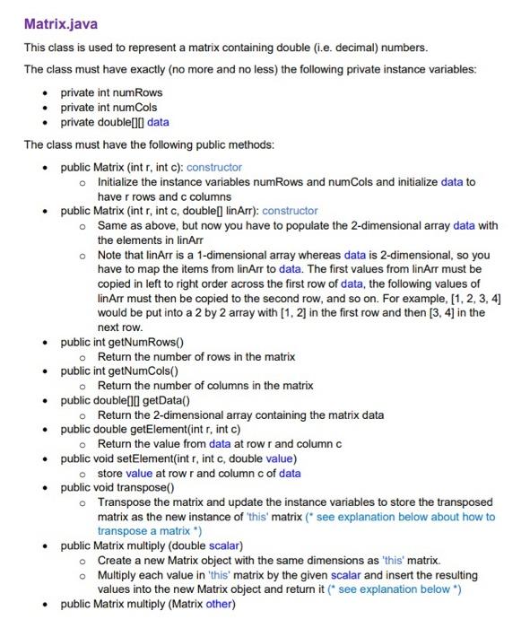 - Implementing linear algebra operations - Creating a subclass and using inheritance