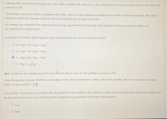 Please help Suppose that a mutual fund manager has a $15 million
