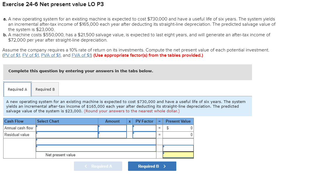 Exercise 24-6 Net present value LO P3 a. A new operating
