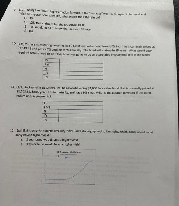  9. (1pt) Using the Fisher Approximation formula, if the "real rate"
