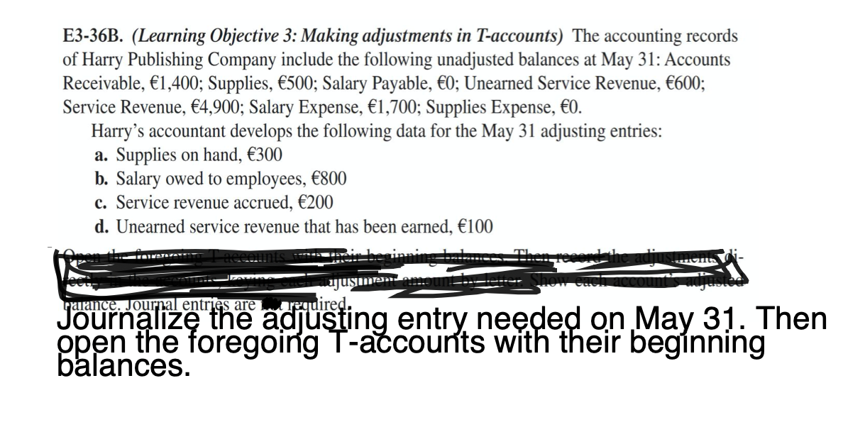 Please Help solve this question E3-36B. (Learning Objective 3: Making adjustments in