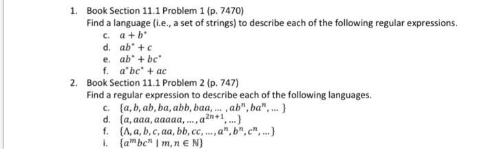 answer all parts 1. Book Section 11.1 Problem 1 (p. 7470) Find