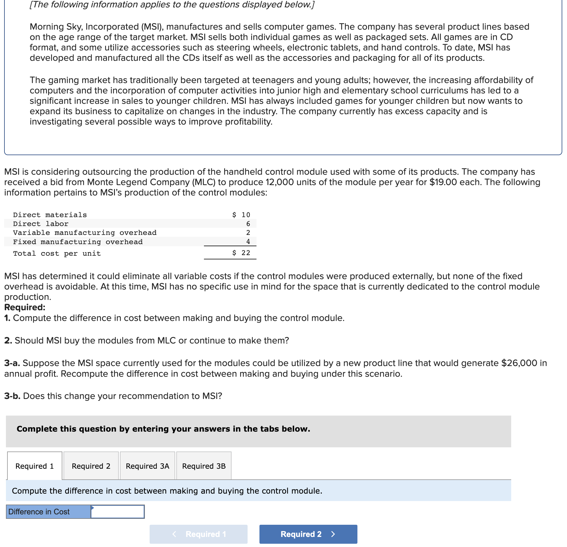  Should MSI buy the modules from MLC or continue to make