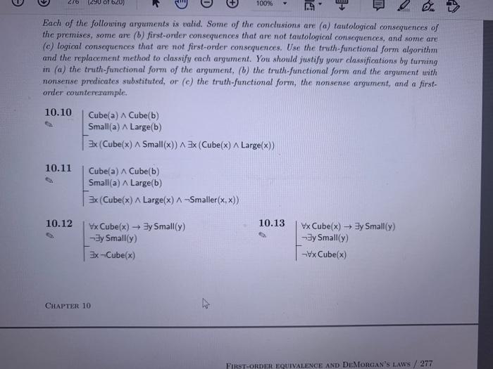 Language, Proof, and Logic exercise 10.10 and 10.12 help? 470 (290 of
