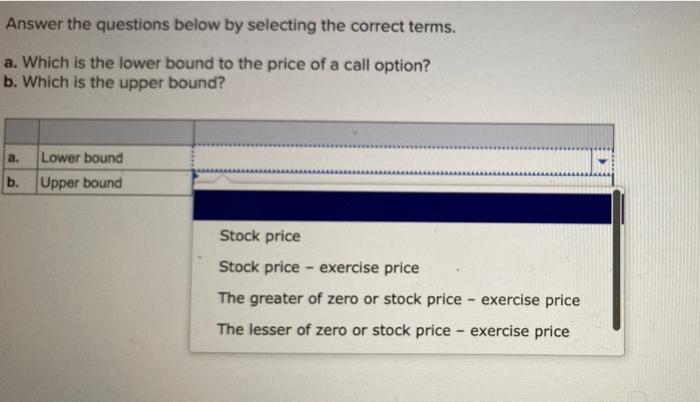  Answer the questions below by selecting the correct terms. a. Which