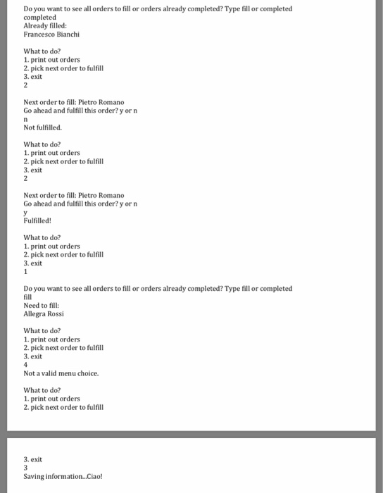 a program Submit orders.c (Note: you wil be dynamically allocating memory for