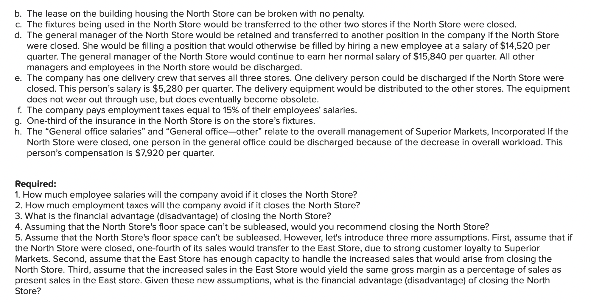 costing income statement for the company for the last quarter is given