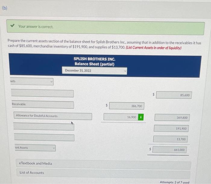 place). Thank you Prepare the current assets section of the balance sheet