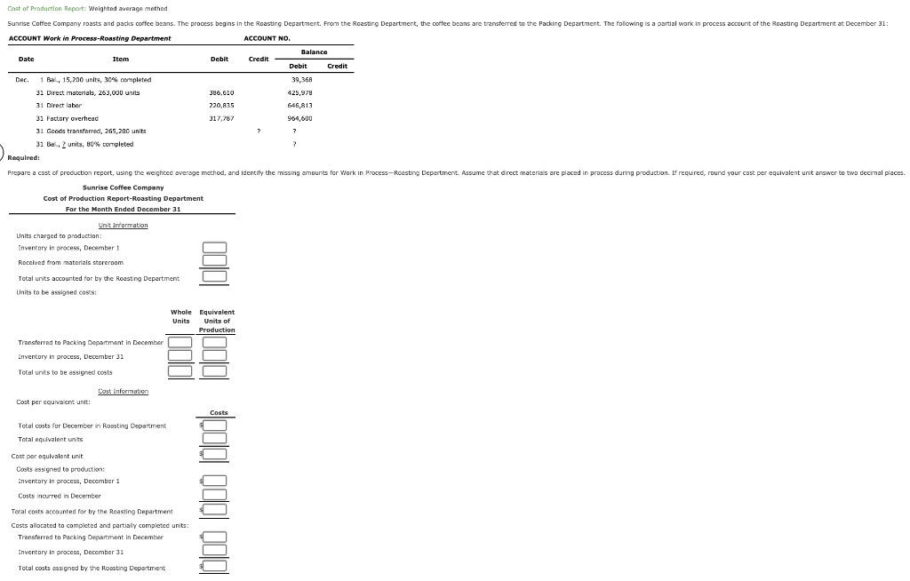 following information concerns production in the Baking Department for December. All direct