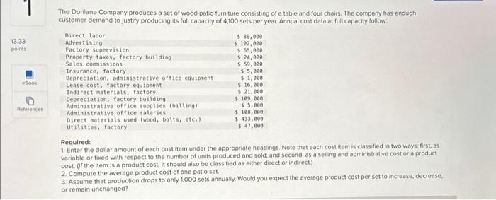 Use the data set to fill in the table below and the