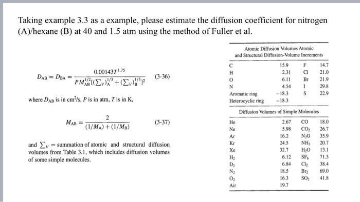  Taking example 3.3 as a example, please estimate the diffusion coefficient