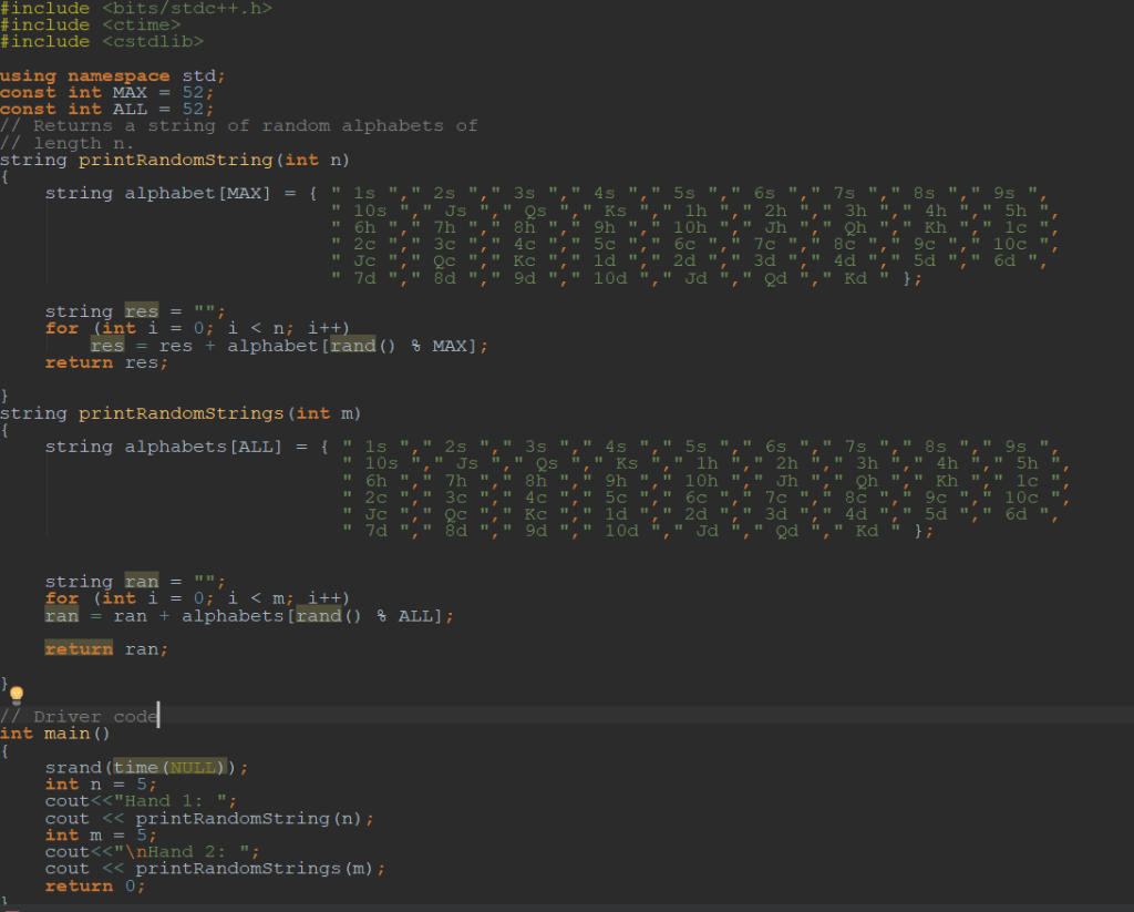 C++ please, i need help making it a higher card wins game