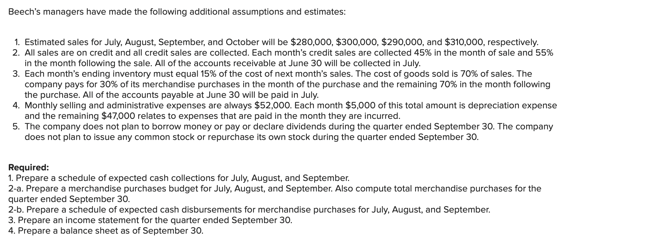 information applies to the questions displayed below.] Beech Corporation is a merchandising