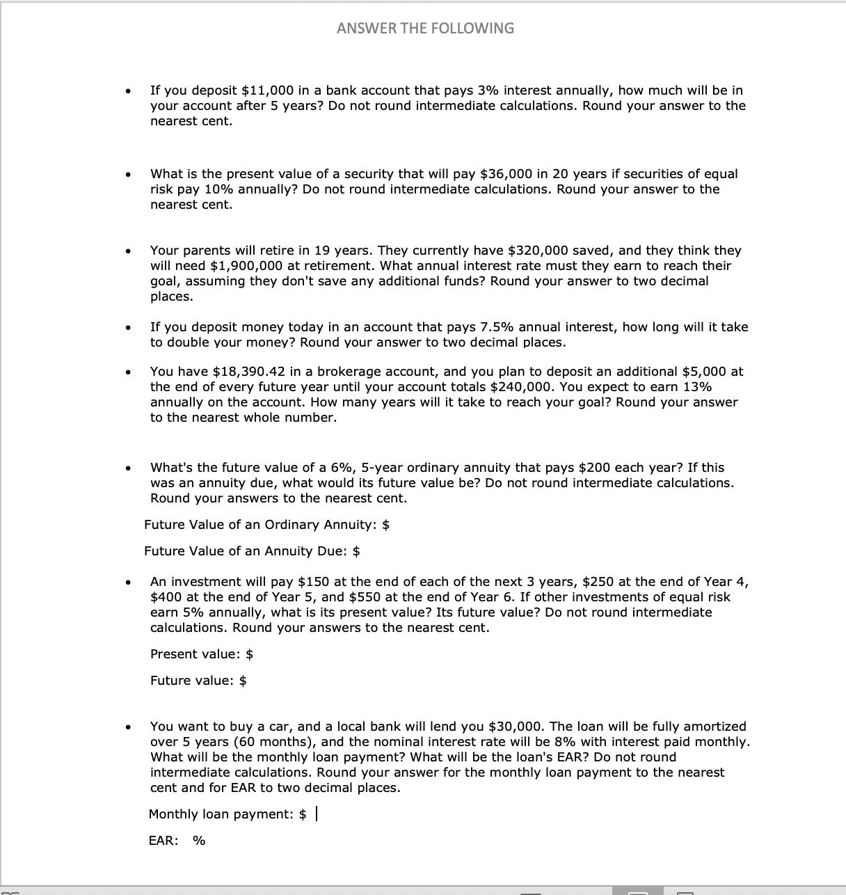 ANSWER THE FOLLOWING. THIS IS ONE QUESTION. ANSWER THE FOLLOWING - If