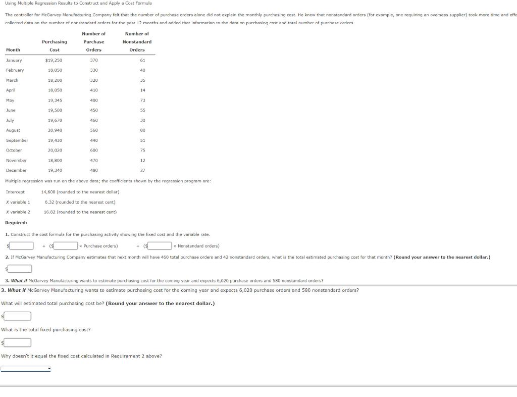 Using Multiple Regression Results to Construct and Apply a Cost Formula