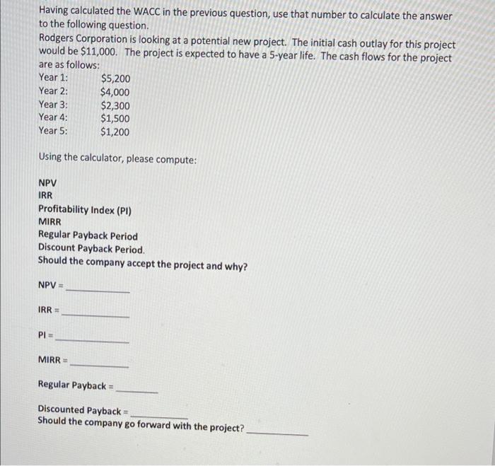 pls show work and any formula is used heres the pervious questions