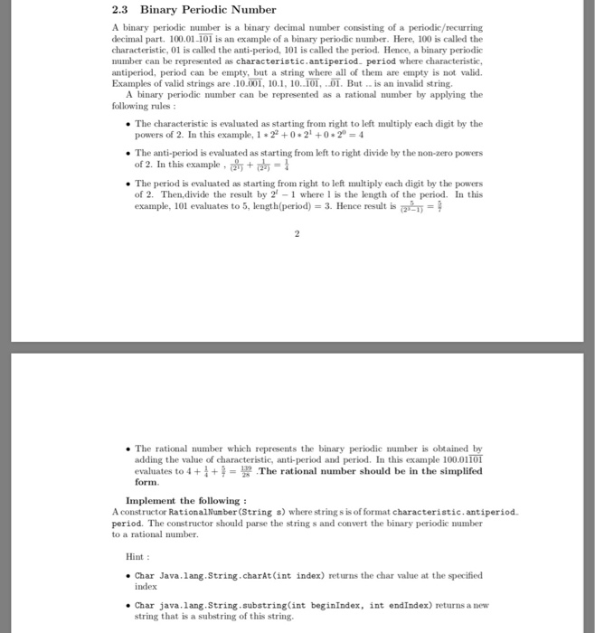 2.3 Binary Periodic Number A binary periodic number is a binary