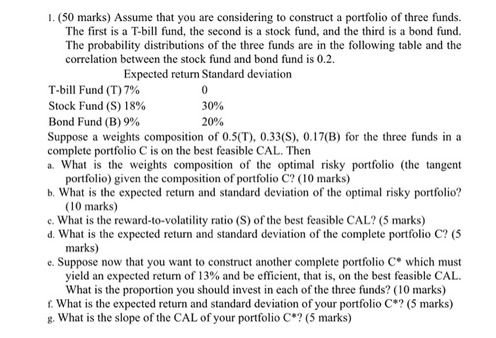  1. (50 marks) Assume that you are considering to construct a