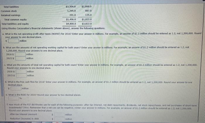 will most definitely upvote. Thank you!!! :-) Rhodes Corporation: Income Statements for