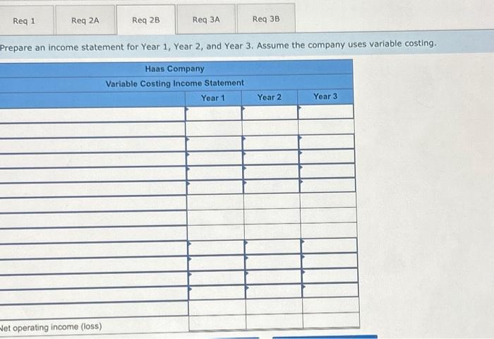 variable costing. Haas Company manufactures and sells one product. The following information