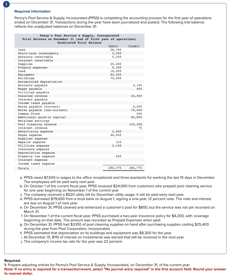  Please help with requirement number 3. Required information Penny's Pool Service