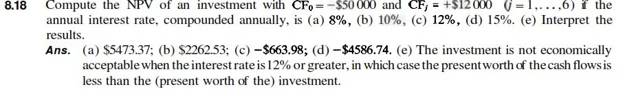 interpolation between the results of Problem 8.18(b) and (c). Ans. i* 10.454%