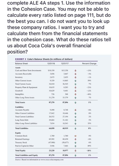  complete ALE 4 A steps 1 . Use the information in