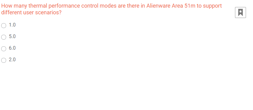  How many thermal performance control modes are there in Alienware Area