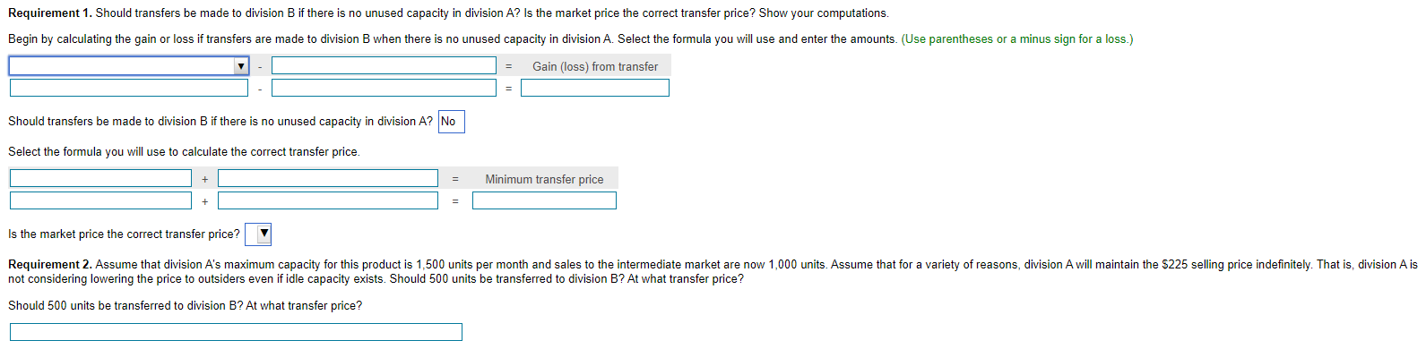 if there is no unused capacity in division A? Is the market