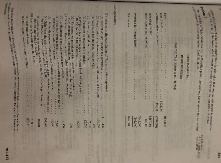  Problem 9 elections/options is utilized so that only enough income is