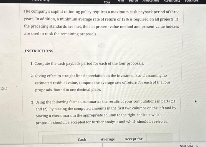 is considering allocating a limited amount of capital investment funds among four