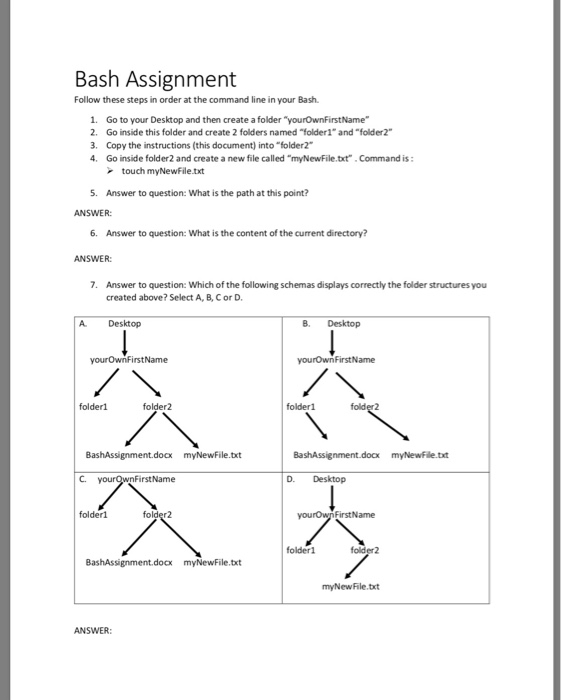  Windows computer Bash Assignment Follow these steps in order at the