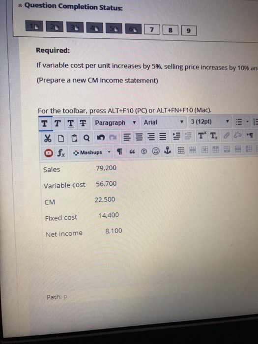  its correct ? Question Completion Status: 7 8 Required: If variable