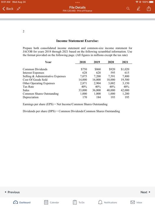 please help me Income Statement Exercise: Prepare both consolidated income statement and