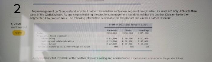 a contribution format segmented income statement for the handbag product line with