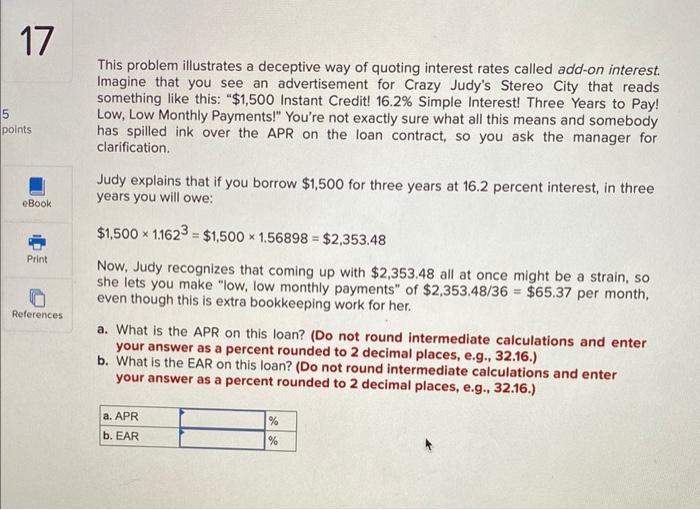  17 5 points eBook Print References This problem illustrates a deceptive