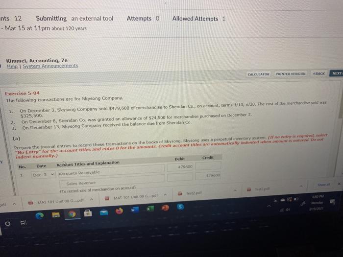  Attempts 0 Allowed Attempts 1 nts 12 Submitting an external tool